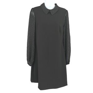 Tommy Hilfiger Dress Sz 8 Black Peter Pan‎ Collar Balloon Sleeve Romantic Boho